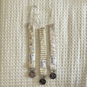 Beige and Cream Pacifier Clips
